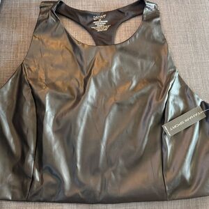 NWT Tahari Black Faux Leather Women's Tank 2X